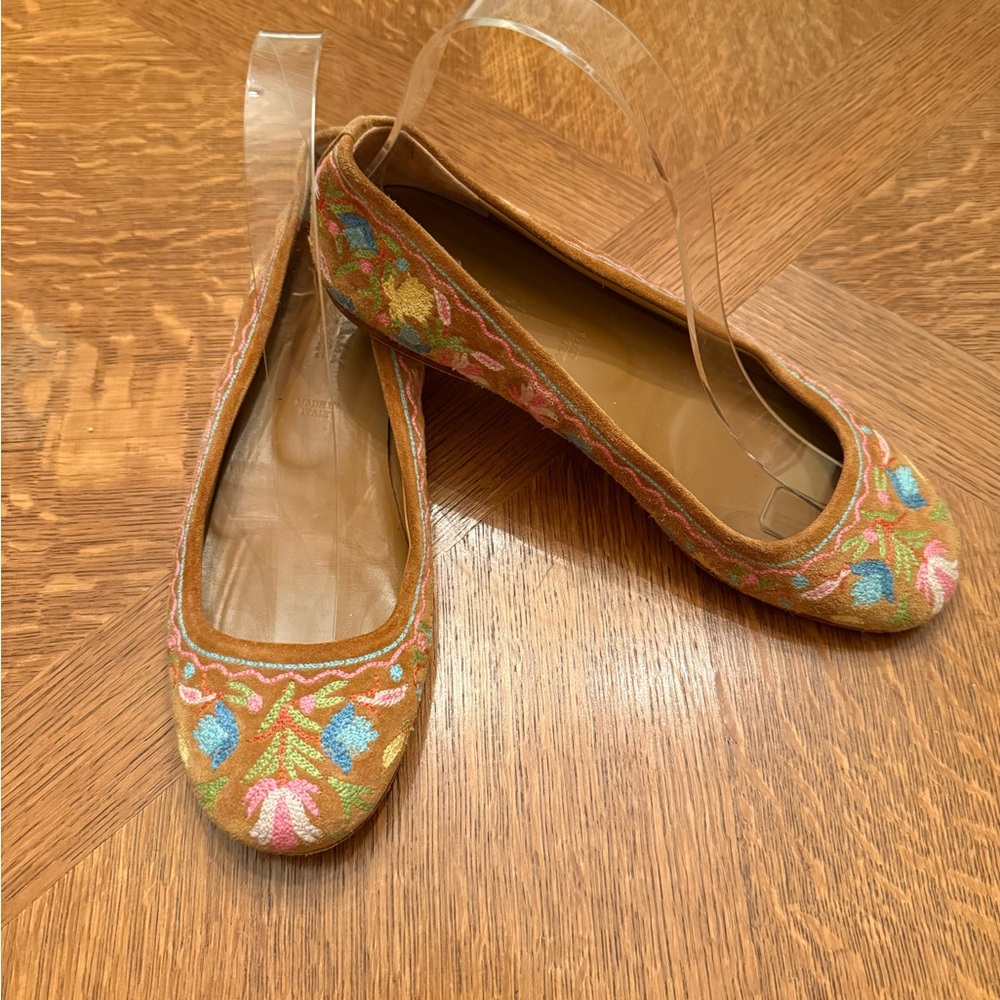 Bally Suede Floral Ballet Flats